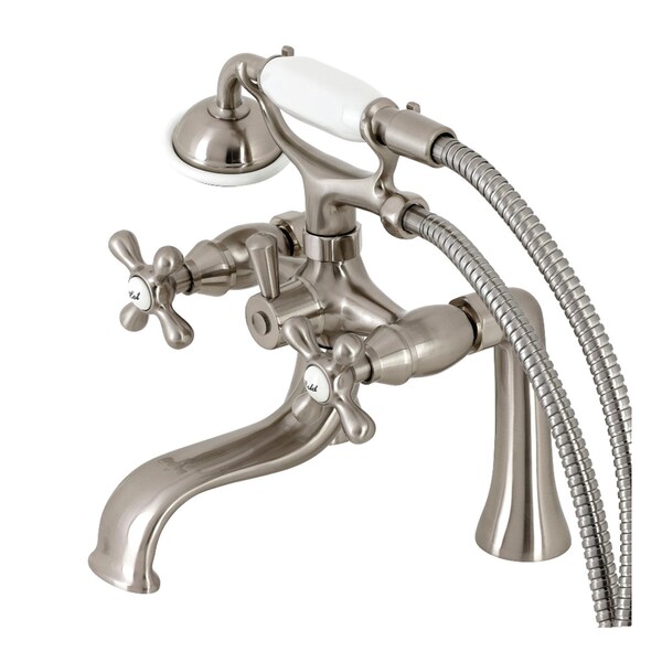 Kingston Brass KS228SN Deck Mount Clawfoot Tub Faucet with Hand Shower, Brushed Nickel KS228SN - main